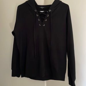 Black lace up sweatshirt